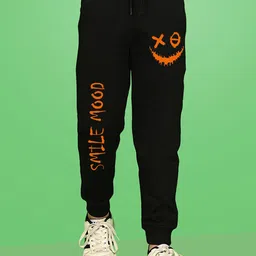 NUSYL Boys Smiley Emoji Printed Ankle Length Track Pants-23