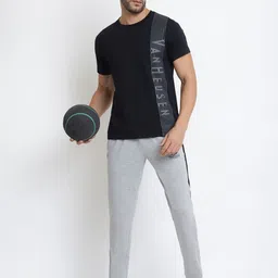 van heusen innerwear Van Heusen Men Grey Printed Smart Tech Easy Stain Release Track Pants image 4