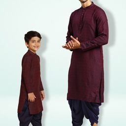 KISAH Boys Paisley Woven Design Straight Kurta With Dhoti Pants-image-80
