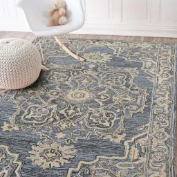 Grey Persian Viscose 4 ft x 6 ft Hand Tufted Carpet by Saraswati Global-picture-28