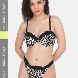 CURWISH Pack Of 2 Printed Mid Rise Moderate Coverage Bikini Briefs-image-9