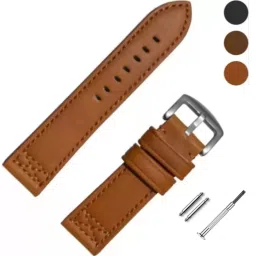 Bharasoft [TR] PREMIUM LEATHER MATTE THICK STRAP, NYLON LINING WITH TOOL 20 mm Genuine Leather Watch Strap-image-90