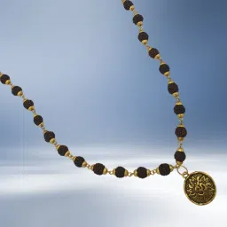 Loard Shiv VinaashKari Shakti Kavach 5 Mukhi Chamtkaari Rudraksha Mala Gold-plated Beads Brass, Wood Locket Set-24