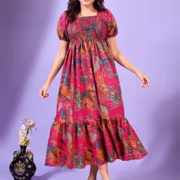 Women Fit and Flare Pink Midi/Calf Length Dress-image-97