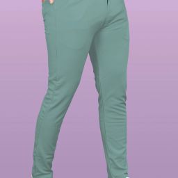 Men Slim Fit Green Lycra Blend Trousers-image-70