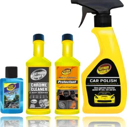 citrus power Car Polish 250ml, Wash & Wax 60ml, Chrome Cleaner 60ml, Windshield Cleaner 30ml Combo image 1