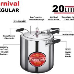 carnival Aluminium Regular Model Inner Lid Pressure Cooker Pure Virgin Aluminium 20 L Pressure Cooker image 3