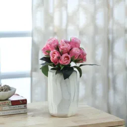 fourwalls Pink Fabric Rose Bunch Artificial Flowers-picture-4