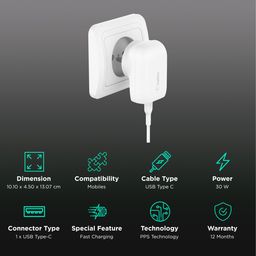 belkin BoostCharge 30W Type C Fast Charger (Adapter Only, Dynamic PPS Technology, White) image 2