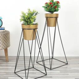 amaya decors Big Pot Shape Gold Planter with Wide Stand Set of 2-picture-36