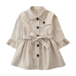 StyleCast Girls Cream Coloured Spread Collar Cotton Wrap Coat-image-29