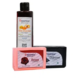 Deyomkar Herbal Haldi Chandan Face Wash with Rose Soap And Charcoal  Soap Combo-12