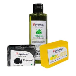 Deyomkar Herbal Alovera Shampoo with Lemon Honey & Charcoal Soaps-3