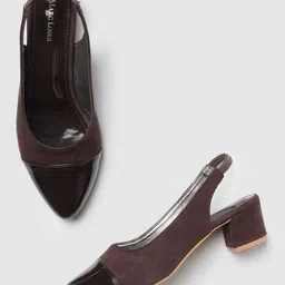 Marc Loire Pointed Toe Block Pumps With Backstrap image 1