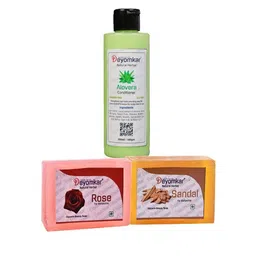 Deyomkar 3 Pcs Herbal Alovera Conditioner with Sandalwood & Rose Soap-6