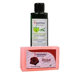 Deyomkar Set of Herbal Amla Brinjraj Shampoo & Rose Soap-23