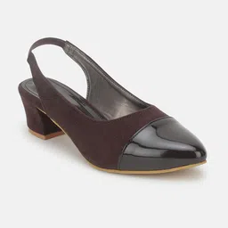Marc Loire Pointed Toe Block Pumps With Backstrap image 2