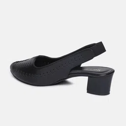 Marc Loire Textured Pointed Toe Block Pumps With Backstrap image 3