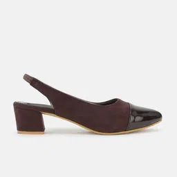 Marc Loire Pointed Toe Block Pumps With Backstrap image 4