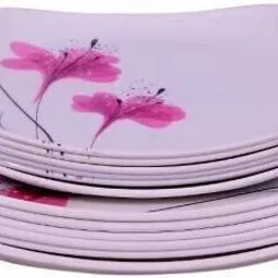 Pack of 12 Melamin Melamine Square Lito(903)10 Inch Full + 7 Inch Half Dinner Plate Set 12 Pcs Dinner Set-0