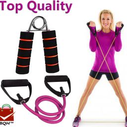 Stretching Toning Tube & Hand Grip for Men & Women Exercise Gym Fitness Accessory Kit Kit-image-48