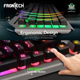 Frontech Wired Keyboard | RGB Backlight Effect | 104 Keys With 1.5M Braided Cable KB-0049 Wired USB Standard Gaming Keyboard Compatible with Desktop, Laptop, Mac image 4