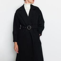 Trendyol Notched Lapel Long Sleeve Tie-Ups Single Breasted Wrap Coat-picture-20