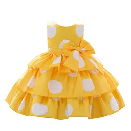StyleCast Yellow Girls Polka Dot Print Layered Fit & Flare Maxi Dress-image-95