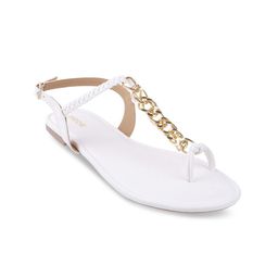 Mochi Women White T-Strap Flats-43