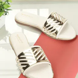 madam glorious Textured Open Toe Flats-52