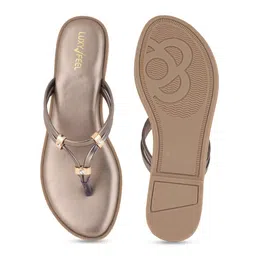 Luxyfeel Embellished Open Toe T-Strap Flats image 2