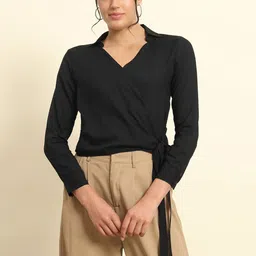 Trend Arrest Long Sleeves Wrap Top-image-35