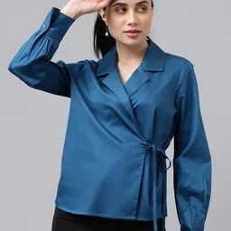 Hancock Tie Up Closure Pure Cotton Satin Formal Wrap Top-picture-51