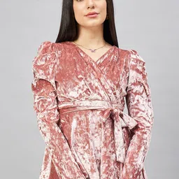 Orchid Blues V-Neck Velvet Tie-Ups Wrap Top-picture-45
