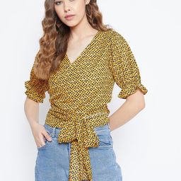Berrylush Women Yellow Printed Wrap Top-picture-49