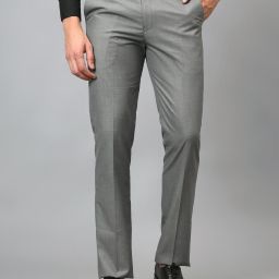 Men Regular Fit Grey Cotton Blend Trousers-image-54