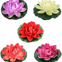 Floating Multi color Lotus (Pack Of 5) Multicolor Lotus Artificial Flower-10