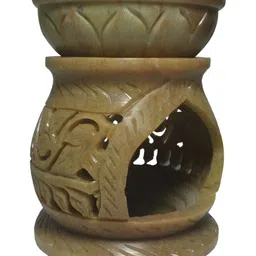 Avinash Handicrafts Olive Green Carved Soap Stone Aroma Oil Diffuser-2