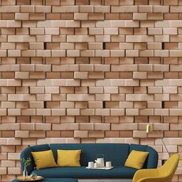 Jaamso Royals Brown Brick Printed Self Adhesive Wall Sticker-image-63