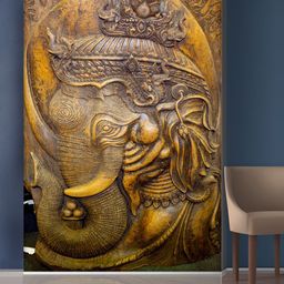999Store Gold-Toned Lord Ganesha Mural Self-Adhesive Wallpaper-picture-1