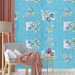 Dakshya Industries Blue & White Floral Printed Self-Adhesive Wallpaper-image-97