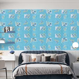 Dakshya Industries Blue Floral Printed Waterproof Self-Adhesive Wallpaper-image-51