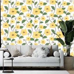 Wallpics White & Yellow Floral Printed Self-Adhesive Wallpaper-image-80
