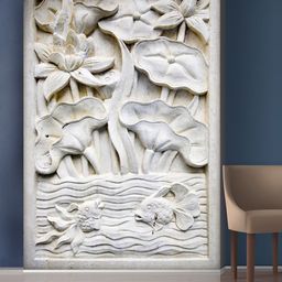 999Store White Flowers and Leaves Mural Self-Adhesive Wallpaper-picture-10