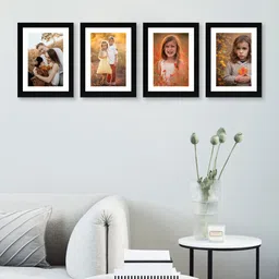 RANDOM Set Of 4 Black Solid Synthetic Photo Frames With Mount Paper-6