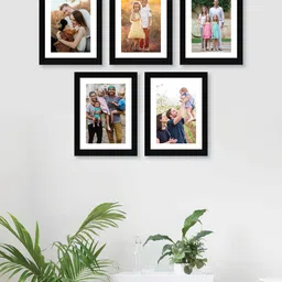 RANDOM Set Of 5 Black Solid Synthetic Photo Frames With Mount Paper-13