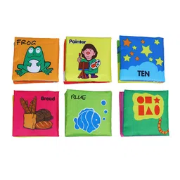 Baby Moo Set Of 6 Numbers Animals Shapes Cloth Book with Sound Paper image 2