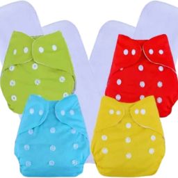 Newborn Baby Nappy Reusable Washable Pack of 4 Cloth Diapers + 4 Insert Pads-image-82