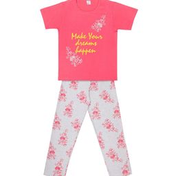 Todd N Teen Girls Pink & Grey Printed Night suit-image-81