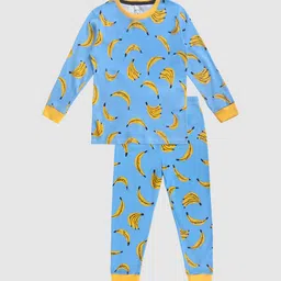 Lazy Shark Boys Blue Graphic Printed Night Suit Set-32